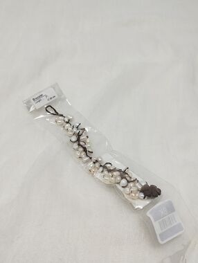 NWT Natural Coastal White Freshwater Pearl and Brown Cord Bracelet